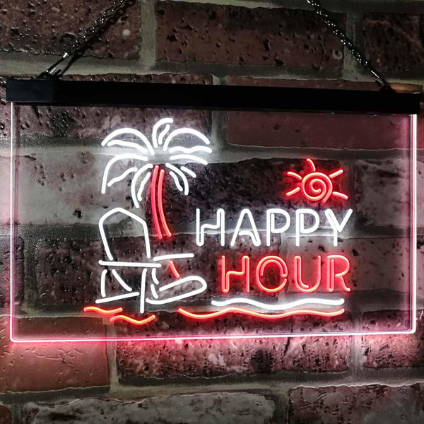 ADVPRO Happy Hour Relax Beach Sun Bar Dual Color LED Neon Sign st6-i2558 - White & Red