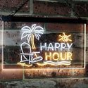 ADVPRO Happy Hour Relax Beach Sun Bar Dual Color LED Neon Sign st6-i2558 - White & Yellow