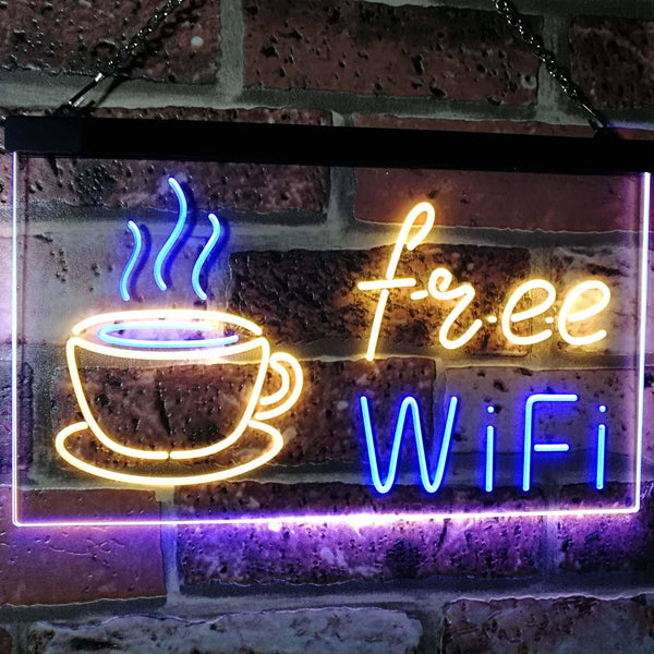 ADVPRO Free Wi-Fi Coffee Shop Dual Color LED Neon Sign st6-i2572 - Blue & Yellow