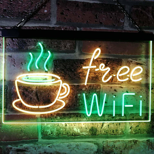 ADVPRO Free Wi-Fi Coffee Shop Dual Color LED Neon Sign st6-i2572 - Green & Yellow