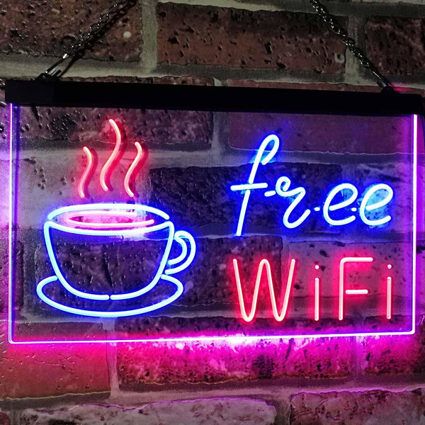 ADVPRO Free Wi-Fi Coffee Shop Dual Color LED Neon Sign st6-i2572 - Red & Blue