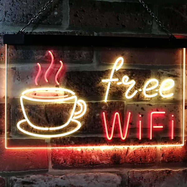 ADVPRO Free Wi-Fi Coffee Shop Dual Color LED Neon Sign st6-i2572 - Red & Yellow