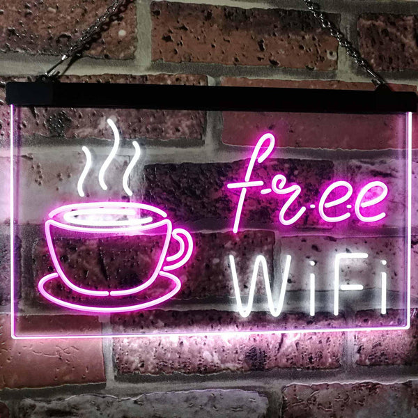 ADVPRO Free Wi-Fi Coffee Shop Dual Color LED Neon Sign st6-i2572 - White & Purple
