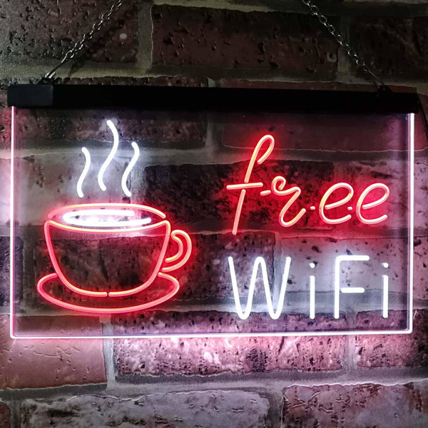 ADVPRO Free Wi-Fi Coffee Shop Dual Color LED Neon Sign st6-i2572 - White & Red