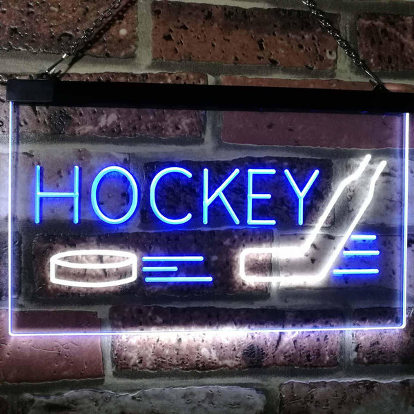 ADVPRO Hockey Sport Man Cave Bar Room Dual Color LED Neon Sign st6-i2577 - White & Blue