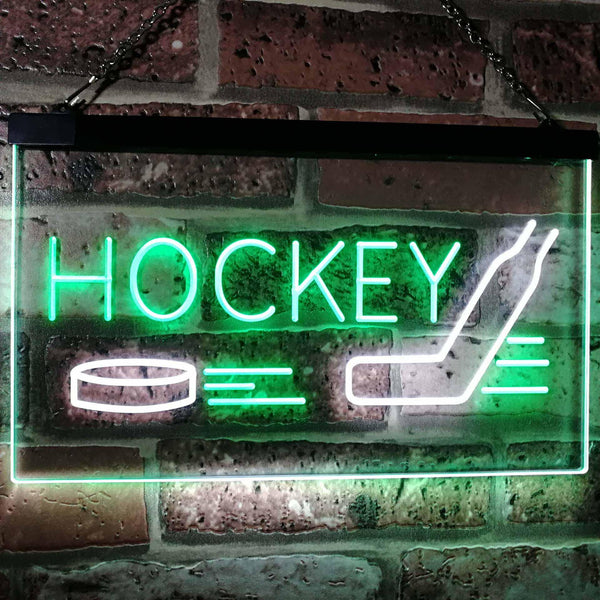 ADVPRO Hockey Sport Man Cave Bar Room Dual Color LED Neon Sign st6-i2577 - White & Green