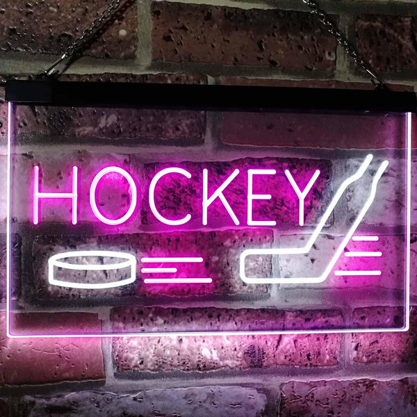 ADVPRO Hockey Sport Man Cave Bar Room Dual Color LED Neon Sign st6-i2577 - White & Purple