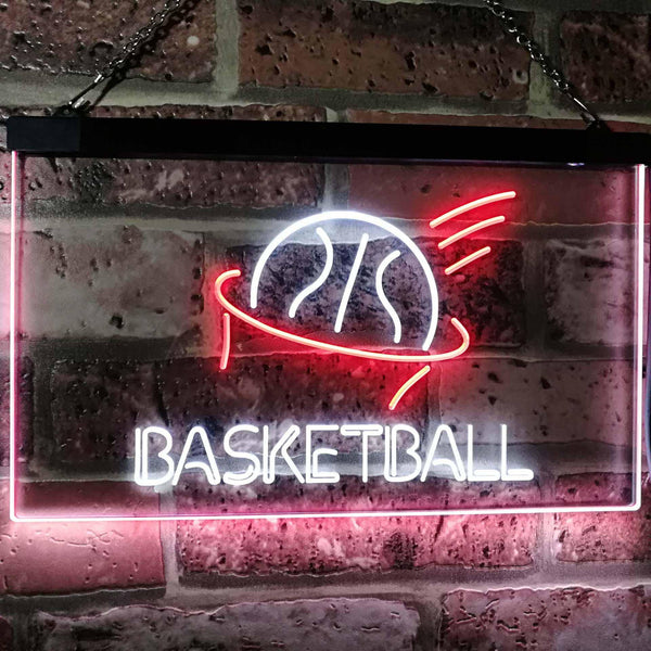 ADVPRO Basketball Sport Man Cave Bar Room Dual Color LED Neon Sign st6-i2581 - White & Red