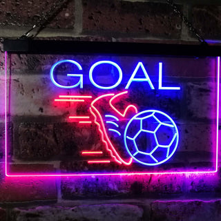 ADVPRO Soccer Goal Football Bar Man Cave Dual Color LED Neon Sign st6-i2583 - Blue & Red