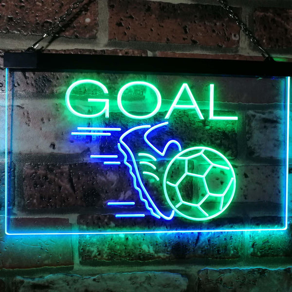 ADVPRO Soccer Goal Football Bar Man Cave Dual Color LED Neon Sign st6-i2583 - Green & Blue