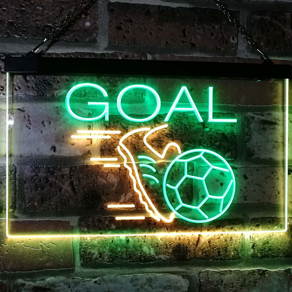 ADVPRO Soccer Goal Football Bar Man Cave Dual Color LED Neon Sign st6-i2583 - Green & Yellow