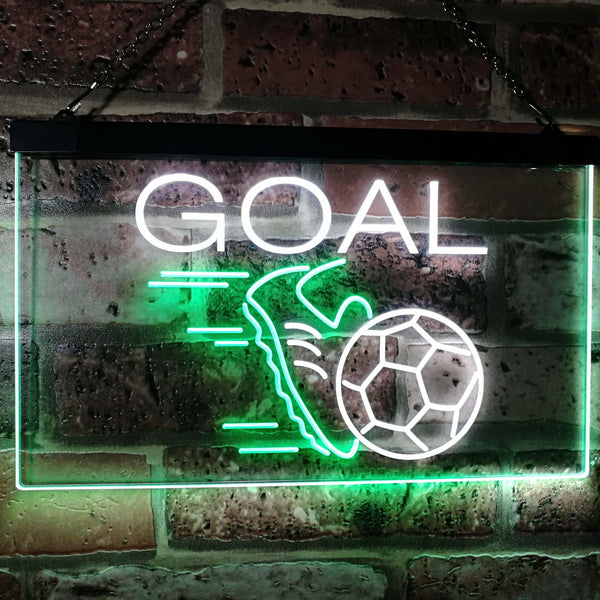 ADVPRO Soccer Goal Football Bar Man Cave Dual Color LED Neon Sign st6-i2583 - White & Green