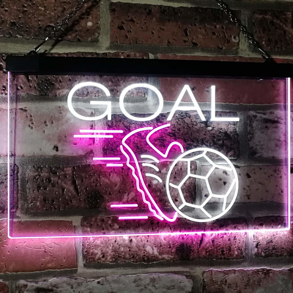 ADVPRO Soccer Goal Football Bar Man Cave Dual Color LED Neon Sign st6-i2583 - White & Purple