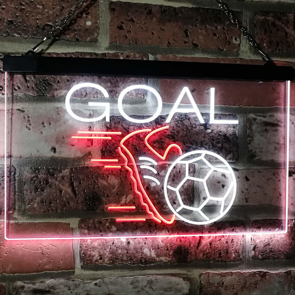 ADVPRO Soccer Goal Football Bar Man Cave Dual Color LED Neon Sign st6-i2583 - White & Red