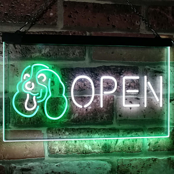ADVPRO Dog Grooming Open Kid Room Display Dual Color LED Neon Sign st6-i2597 - White & Green