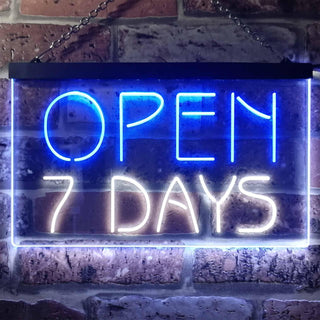 ADVPRO Open 7 Days Shop Hotel Motel Restaurant Dual Color LED Neon Sign st6-i2608 - White & Blue