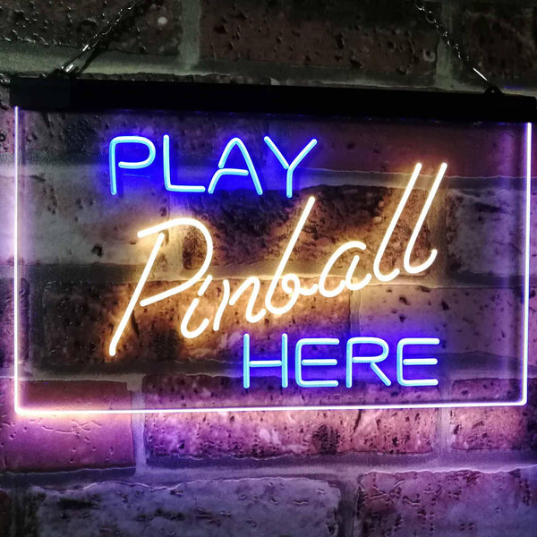 ADVPRO Pinball Room Play Here Display Game Man Cave Decor Dual Color LED Neon Sign st6-i2619 - Blue & Yellow