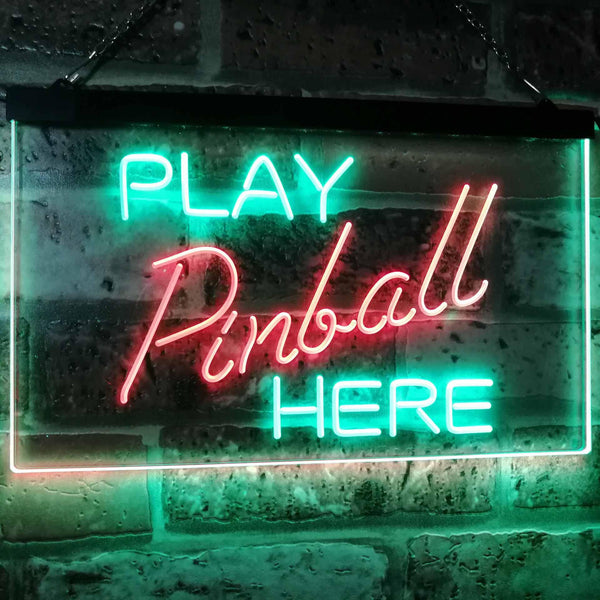 ADVPRO Pinball Room Play Here Display Game Man Cave Decor Dual Color LED Neon Sign st6-i2619 - Green & Red