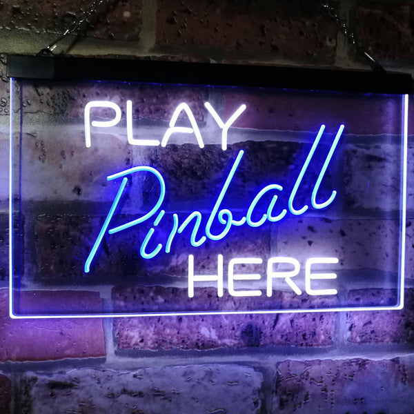 ADVPRO Pinball Room Play Here Display Game Man Cave Decor Dual Color LED Neon Sign st6-i2619 - White & Blue