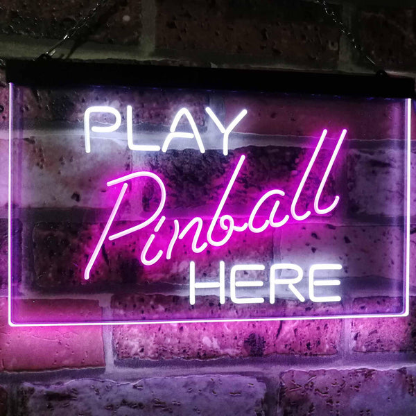 ADVPRO Pinball Room Play Here Display Game Man Cave Decor Dual Color LED Neon Sign st6-i2619 - White & Purple