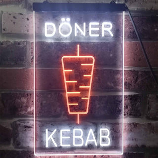 ADVPRO Doner Kebab Restaurant Cafe Decor Bar  Dual Color LED Neon Sign st6-i2639 - White & Orange