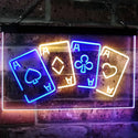 ADVPRO Four Aces Poker Casino Man Cave Bar Dual Color LED Neon Sign st6-i2705 - Blue & Yellow
