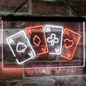 ADVPRO Four Aces Poker Casino Man Cave Bar Dual Color LED Neon Sign st6-i2705 - White & Orange