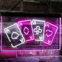 ADVPRO Four Aces Poker Casino Man Cave Bar Dual Color LED Neon Sign st6-i2705 - White & Purple