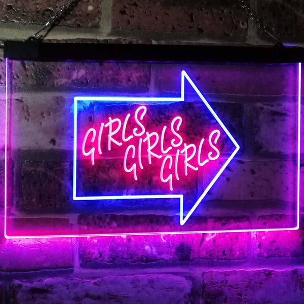 ADVPRO Girls Girls Girls Arrow Beer Bar Pub Club Display Dual Color LED Neon Sign st6-i2747 - Blue & Red