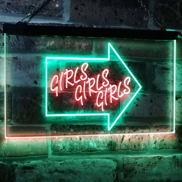 ADVPRO Girls Girls Girls Arrow Beer Bar Pub Club Display Dual Color LED Neon Sign st6-i2747 - Green & Red