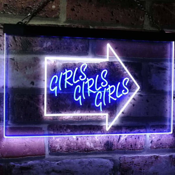 ADVPRO Girls Girls Girls Arrow Beer Bar Pub Club Display Dual Color LED Neon Sign st6-i2747 - White & Blue