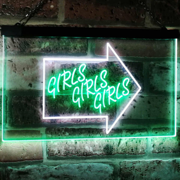 ADVPRO Girls Girls Girls Arrow Beer Bar Pub Club Display Dual Color LED Neon Sign st6-i2747 - White & Green