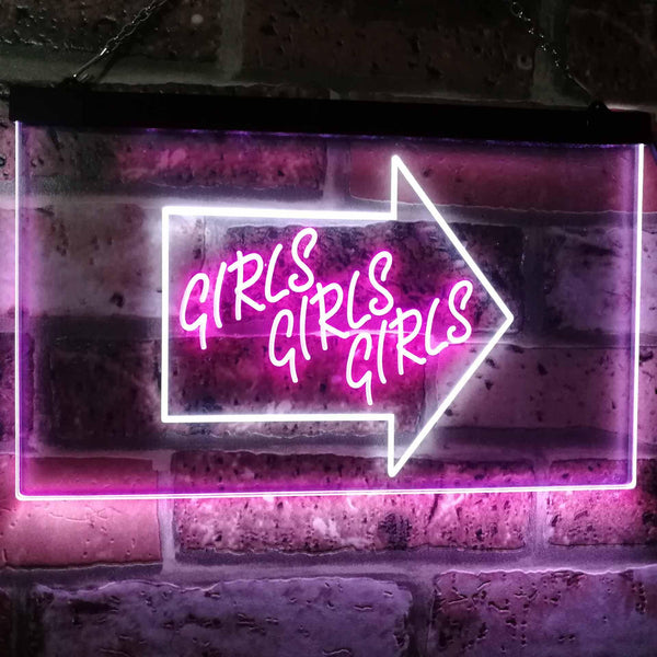 ADVPRO Girls Girls Girls Arrow Beer Bar Pub Club Display Dual Color LED Neon Sign st6-i2747 - White & Purple