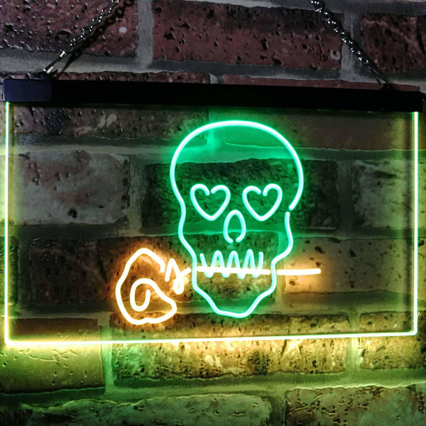 ADVPRO Skull with Rose Room Decor Dual Color LED Neon Sign st6-i2766 - Green & Yellow