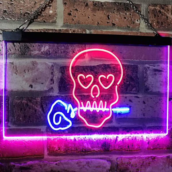 ADVPRO Skull with Rose Room Decor Dual Color LED Neon Sign st6-i2766 - Red & Blue