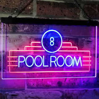 ADVPRO Pool Room 8 Ball Snooker Billiards Man Cave Dual Color LED Neon Sign st6-i2773 - Blue & Red