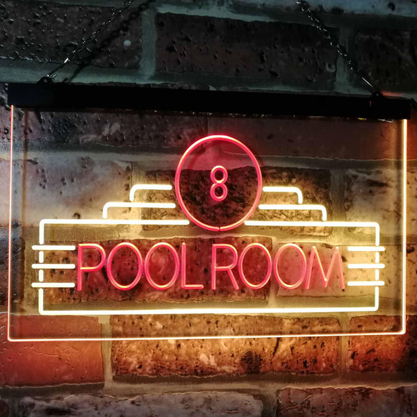 ADVPRO Pool Room 8 Ball Snooker Billiards Man Cave Dual Color LED Neon Sign st6-i2773 - Red & Yellow