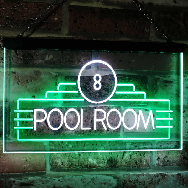 ADVPRO Pool Room 8 Ball Snooker Billiards Man Cave Dual Color LED Neon Sign st6-i2773 - White & Green