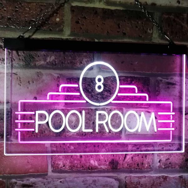 ADVPRO Pool Room 8 Ball Snooker Billiards Man Cave Dual Color LED Neon Sign st6-i2773 - White & Purple