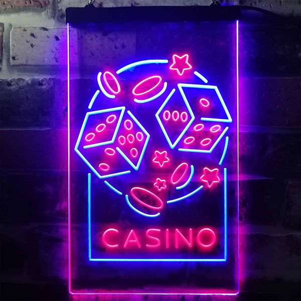 ADVPRO Casino Dice Game Man Cave  Dual Color LED Neon Sign st6-i2785 - Blue & Red