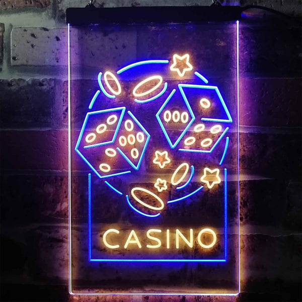 ADVPRO Casino Dice Game Man Cave  Dual Color LED Neon Sign st6-i2785 - Blue & Yellow