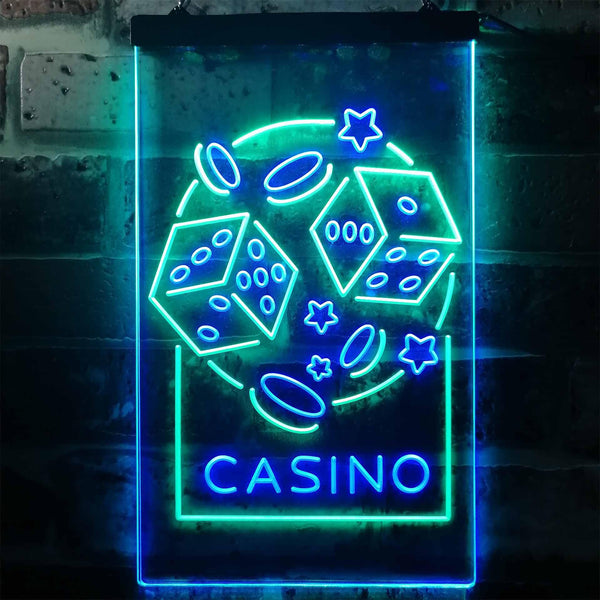 ADVPRO Casino Dice Game Man Cave  Dual Color LED Neon Sign st6-i2785 - Green & Blue