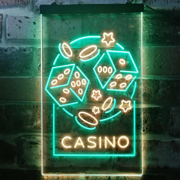 ADVPRO Casino Dice Game Man Cave  Dual Color LED Neon Sign st6-i2785 - Green & Yellow