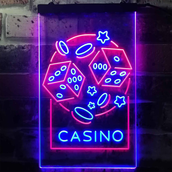 ADVPRO Casino Dice Game Man Cave  Dual Color LED Neon Sign st6-i2785 - Red & Blue