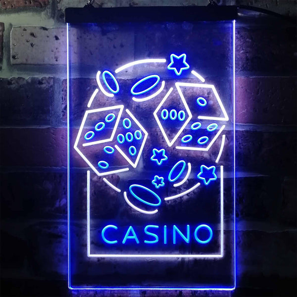 ADVPRO Casino Dice Game Man Cave  Dual Color LED Neon Sign st6-i2785 - White & Blue