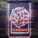 ADVPRO Casino Dice Game Man Cave  Dual Color LED Neon Sign st6-i2785 - White & Orange