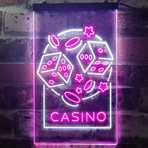 ADVPRO Casino Dice Game Man Cave  Dual Color LED Neon Sign st6-i2785 - White & Purple