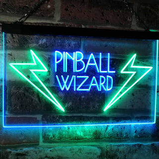 ADVPRO Pinball Wizard Game Room Display Bar Beer Club Dual Color LED Neon Sign st6-i2797 - Green & Blue