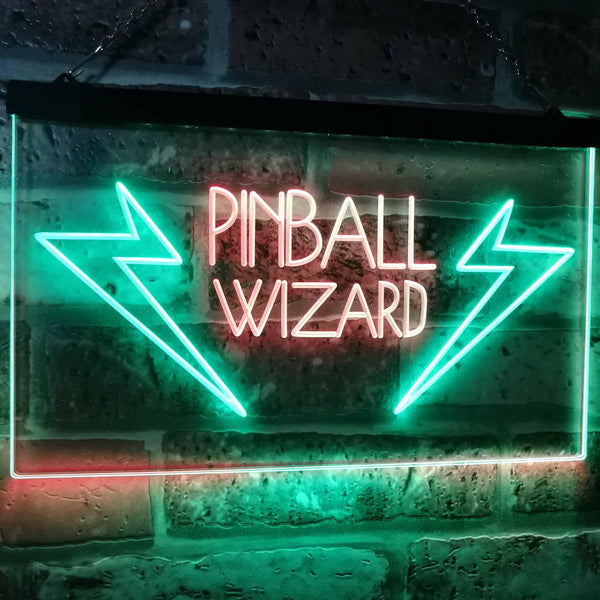 ADVPRO Pinball Wizard Game Room Display Bar Beer Club Dual Color LED Neon Sign st6-i2797 - Green & Red