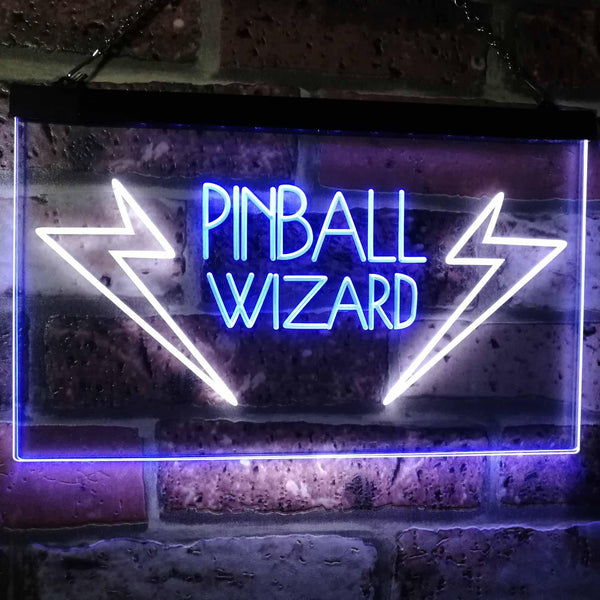 ADVPRO Pinball Wizard Game Room Display Bar Beer Club Dual Color LED Neon Sign st6-i2797 - White & Blue